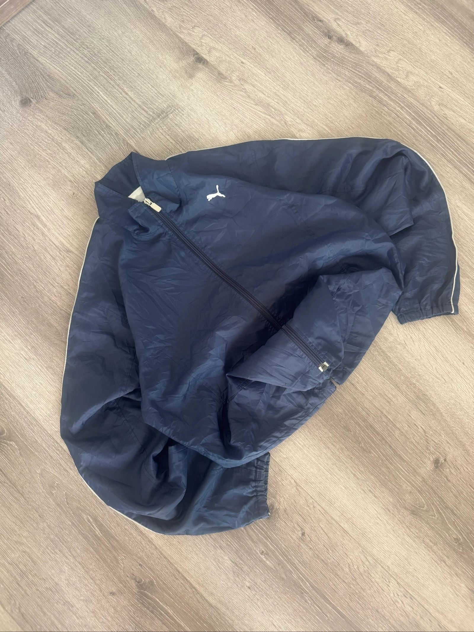 Puma Vintage Windbreaker Jacket Navy Blue Lightweight Full Zip 90s Women M – photo 2